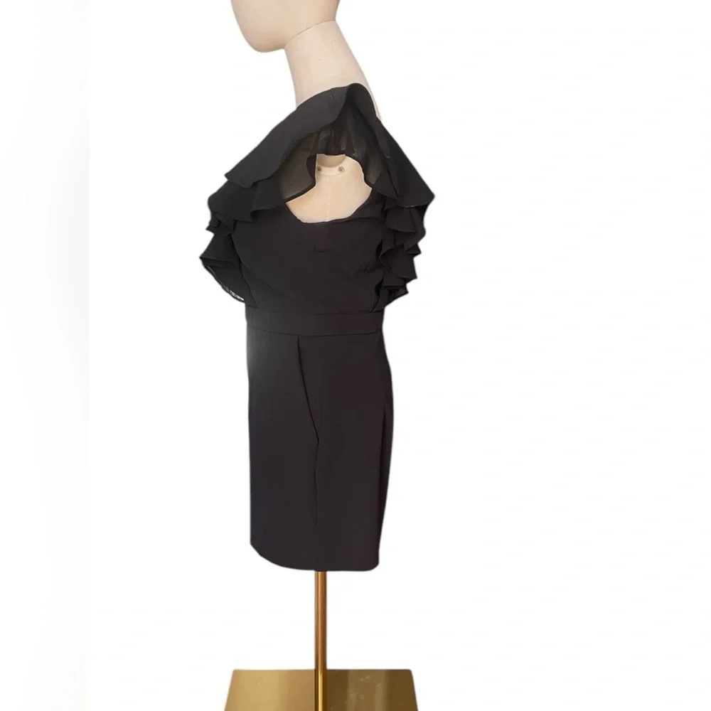 Bardot Black Ruffle V-neck Romper Size 6​​​ - Picture 4 of 9